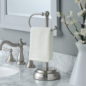 Freestanding Countertop Finger Towel Stand - Satin Nickel
