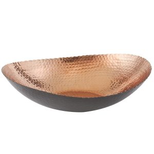 Eclipse 14.75 x 11 Black/Copper Oval Aluminum Bowl