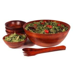 Chiang Mai 14 Seven-Piece Wood Salad Bowl Set with Pair of Servers